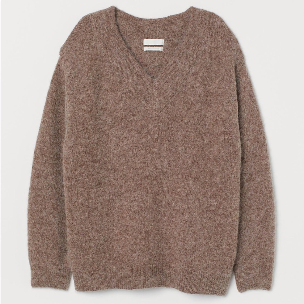 NWT Knit Wool-blend Sweater - Dark Beige Melange